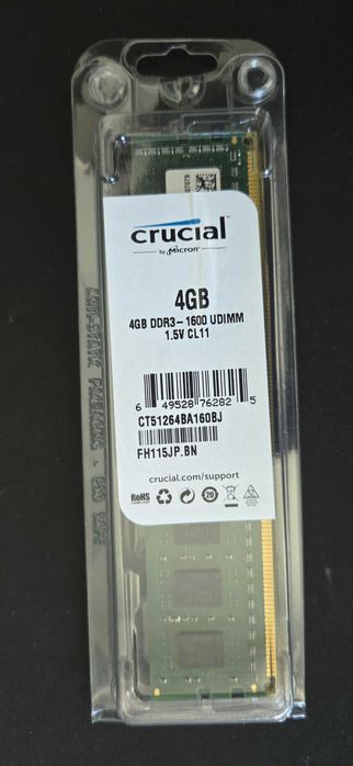 Memória RAM Crucial 4GB DDR3-1600 CL11 1.5V