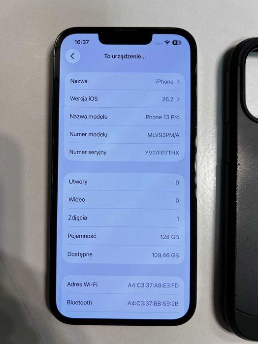 Telefon iPhone 13 Pro 128GB Czarny - 93% Baterii Etui,Kabel Oryginał!