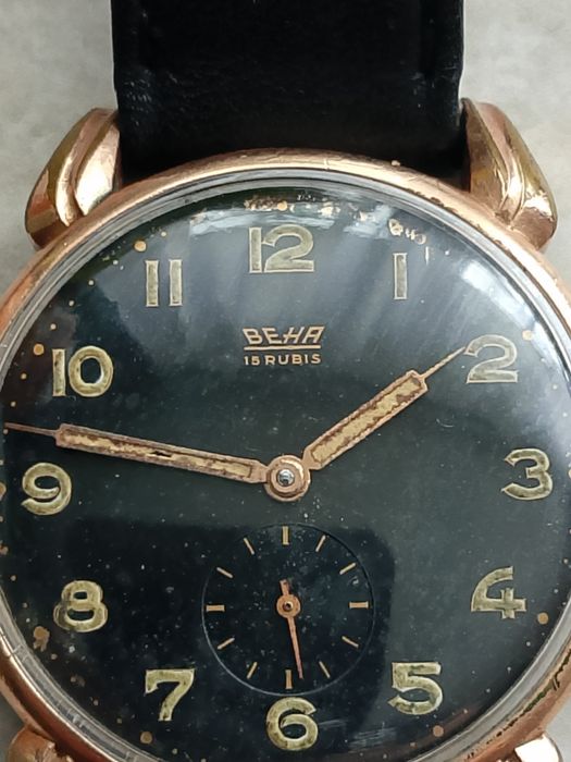 Zegarek męski Beha 15 jewels Krab złocony