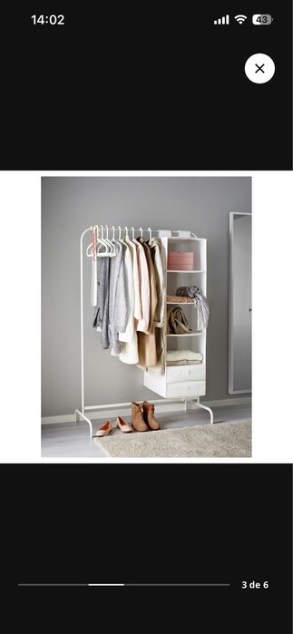Conjunto de 2 Charriots / Cabides de Chão Brancos IKEA MULIG (Como Novos)
