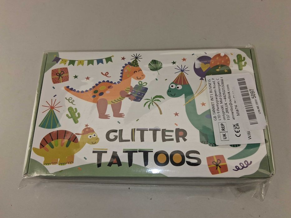 N228 Zestaw Tatuaże Brokatowe Glitter Tattoos Dinozaury Szablony