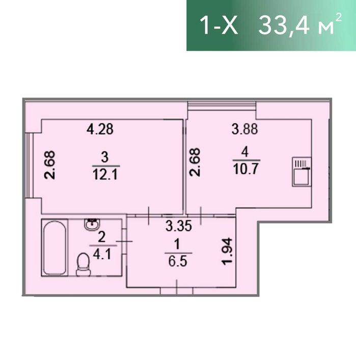 Інвестуй  вигідно! 1-к. Квартира  35,5м2 в Чистовому оздоблені.