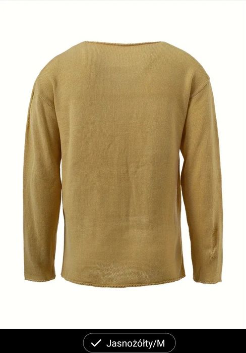 Swetr męski z dzianiny z okrągłym dekoltem i rozdarciami