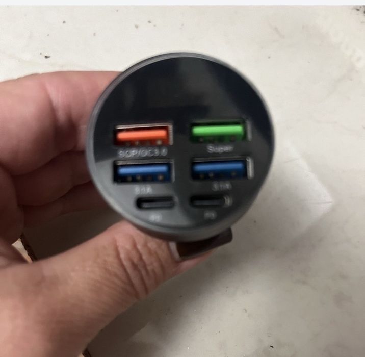 Зарядка USB от прикуривателя авто 6usb вольтметр дісплей нова потужна