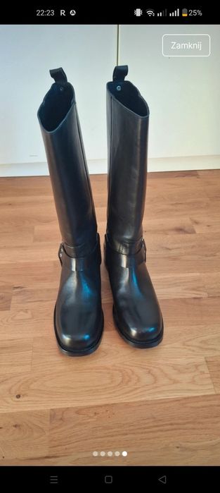 Czarne skórzane kozaki Amanda Premium Saway 41