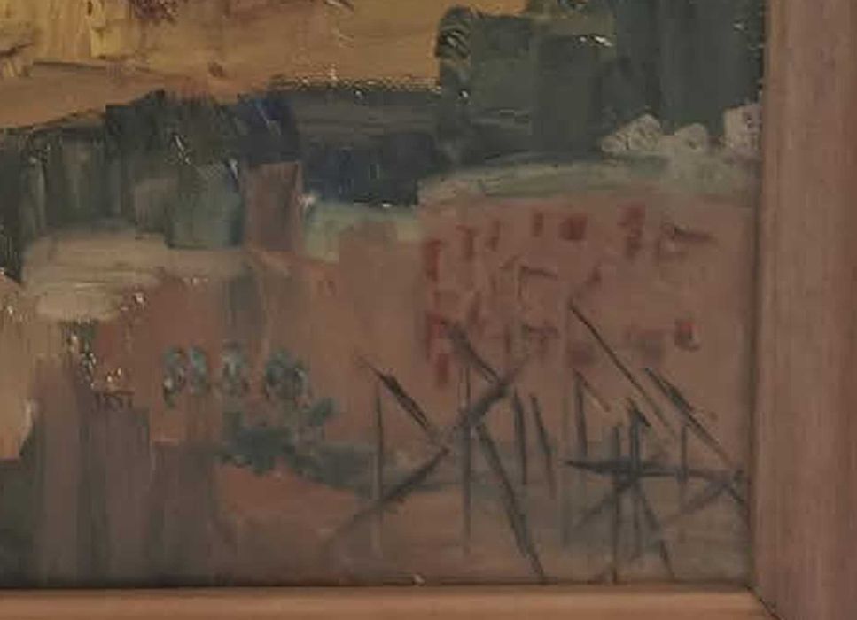 Pintura a óleo sobre tela assinada - Paisagem mediterrânica - 60x50 cm
