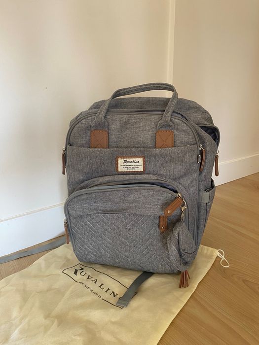 Mochila de maternidade ruvalino cinzenta