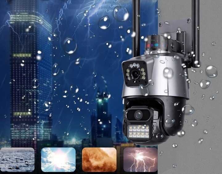 NA Kartę SIM Kamera 4g LTE dwa obiektywy obrotowa zoom IP aplikacja