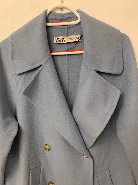 пальто голубий колір zara з вовною