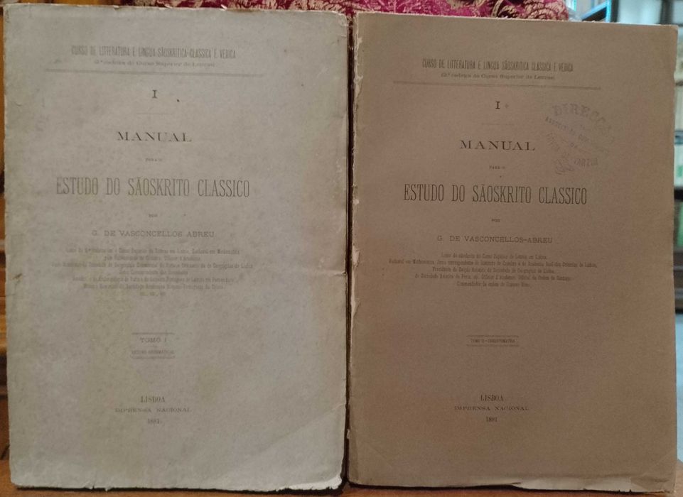 Manual Estudo do Sãoskrito Clássico 1881/1891 G. de Vasconcellos Abreu
