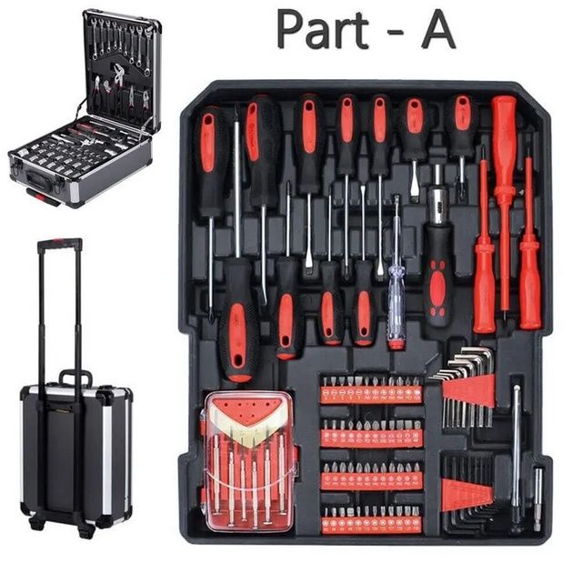Набір інструментів 408 предм у валізі  чотирирівневий кейс з тріскачко
