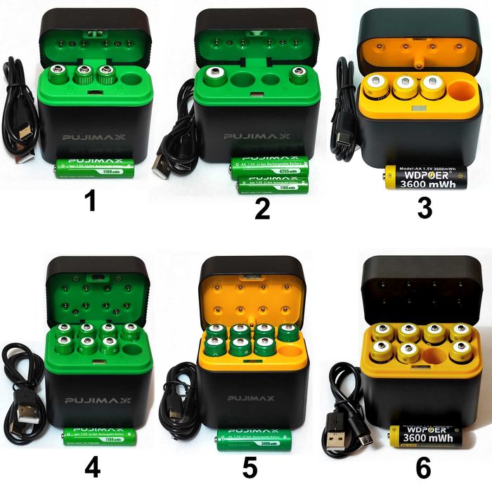 Акумулятори батарейки Li-ion Pujimax АА, AAA 1.5V бокс зарядка Type-C