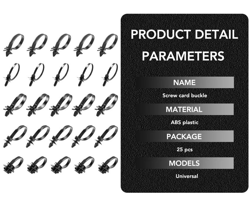 25 Abraçadeiras para fiação de cabo de carro (Artigo Novo)