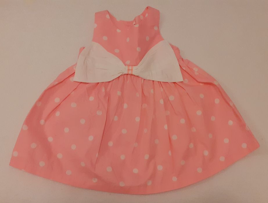 Sukienka różowa w białe kropki groszki rozmiar 80 TEX