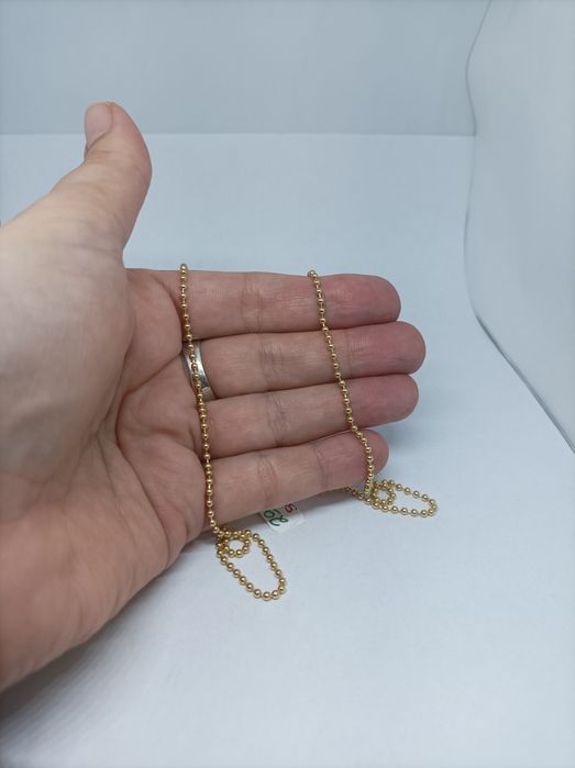 Złoty łańcuszek kulki próba 585 długość 55 cm