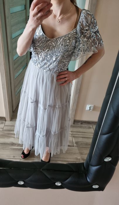 Amelia Rose Sukienka Wieczorowa cekiny siatka L XL