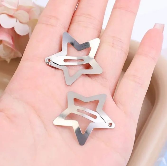 NOWE 10 sztuk Spinki Gwiazdy Gwiazdki srebrne do włosów 3 cm