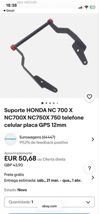 Honda NC700x - Barra suporte acessorios 12mm -  (GPS, Telemovel, etc)