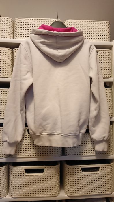Biała oryginalna bluza adidas z kapturem różowe logo