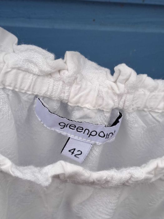 Bluzka carmen Greenpoint biała roślinny wzór boho 42 L XL wiskoza