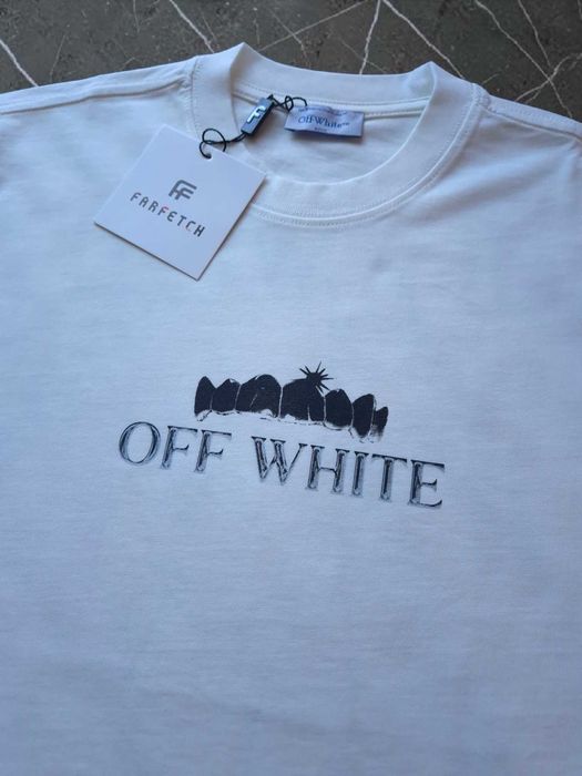 Off White Bawełna S M XL XXL Biały Męski T-shirt