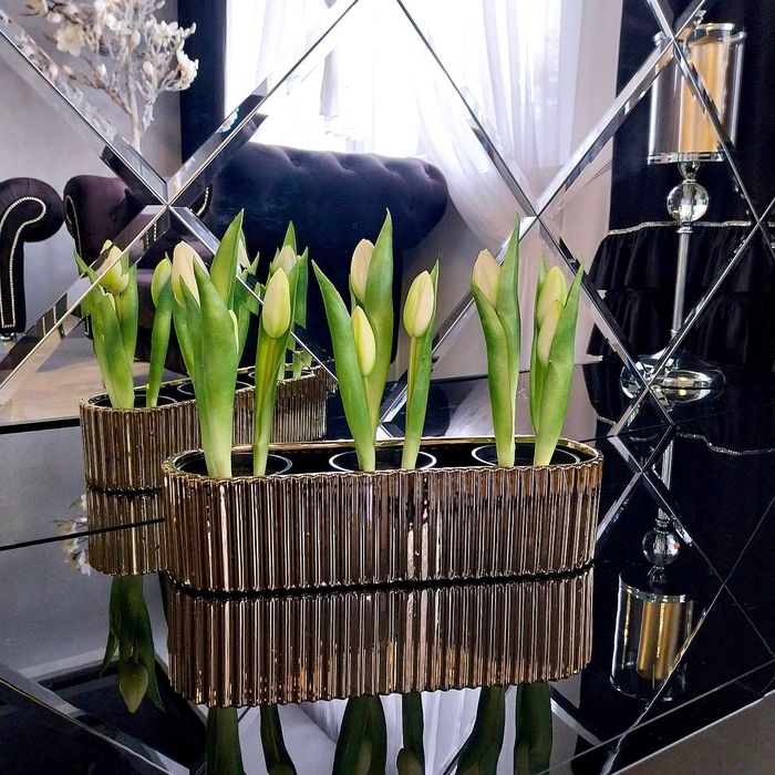 Tulipany silikonowe białe sztuczne kwiaty w doniczce tulipan gumowy