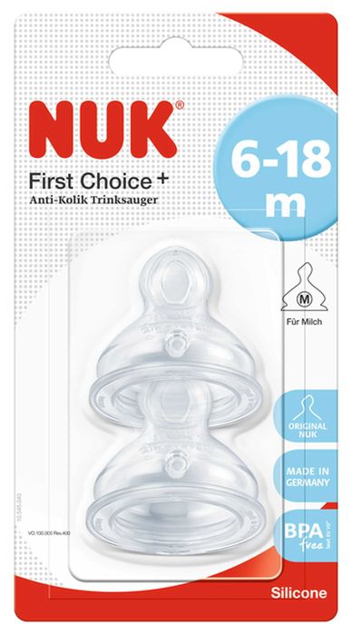 Nuk M 6-18m Smoczek do butelki silikonowy antykolkowy rozmiar M 2sz
