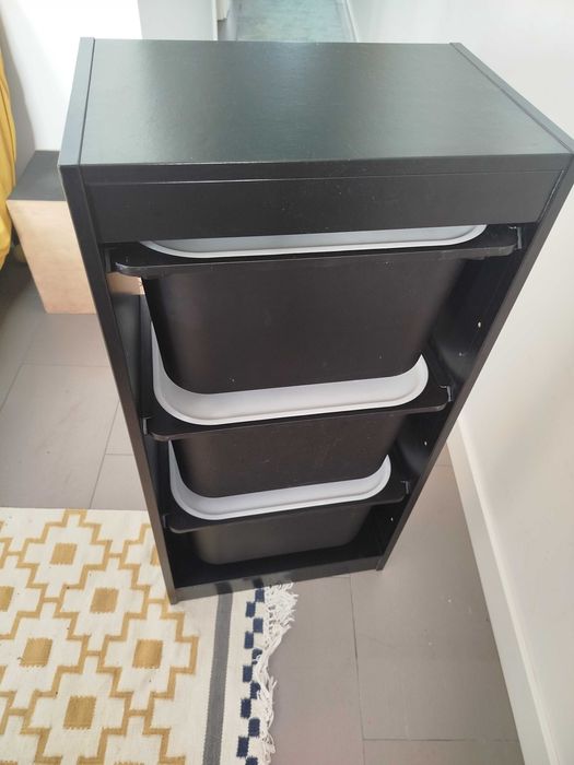 TROFAST Comb arrumação c/caixas em preto