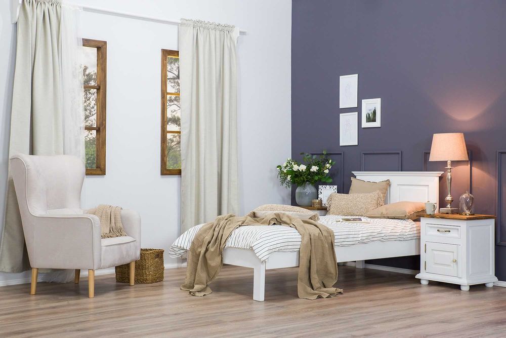 Drewniane pojedyncze łóżko woskowane HACIENDA 90x200