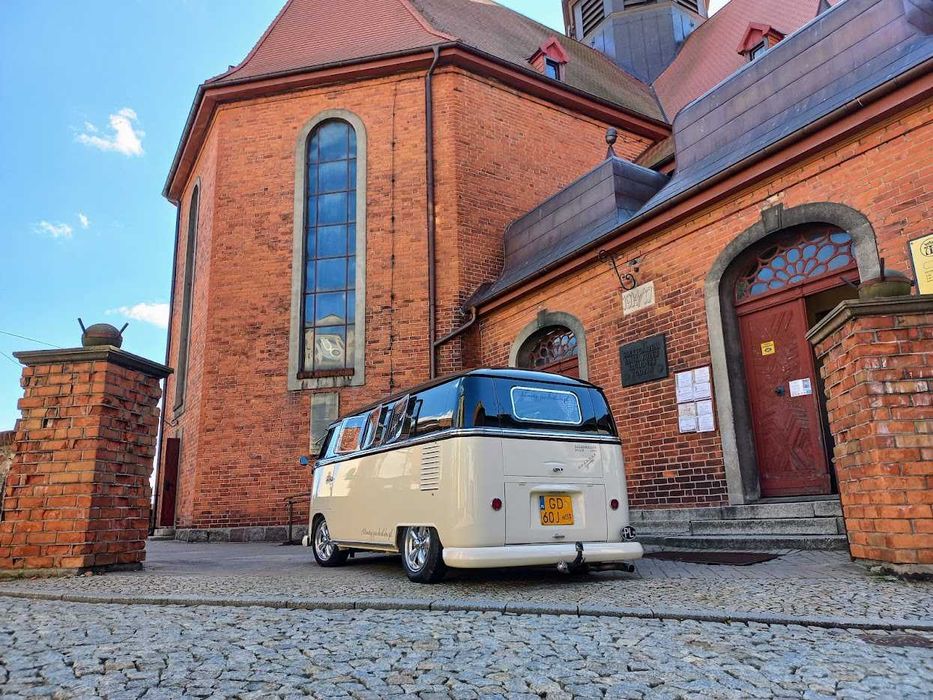 Klimatycznie do Ślubu, zabytkowy klasyczny samochód boho vintage vw T1