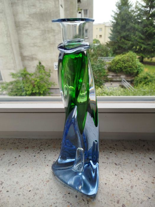 A. JABLONSKI rzadki, skrecony, krysztalowy wazon 29 cm