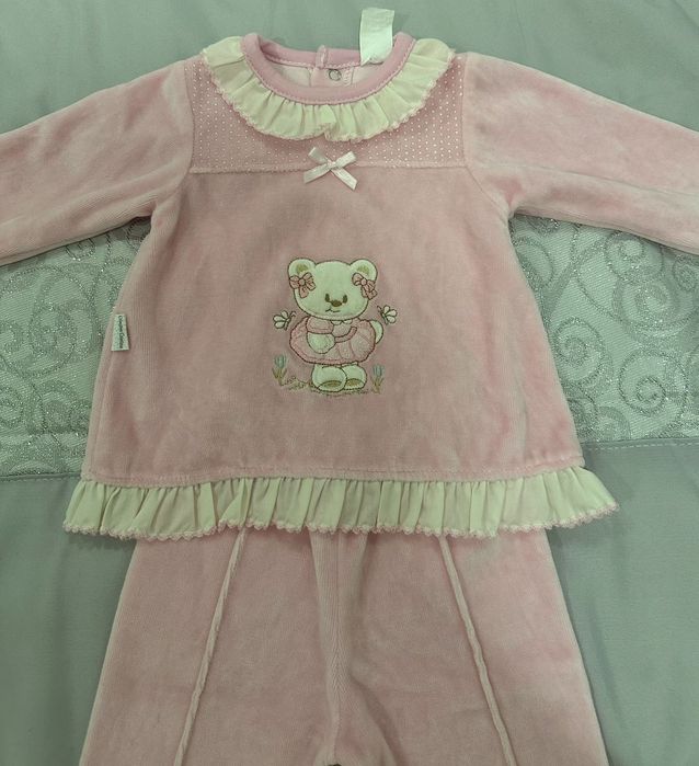 Camisola + Calças Rosa com folho (0-3M)