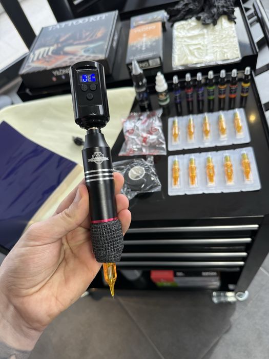 Kit Tatuagem Completo Pen SEM FIOS  c/ Pele Treino