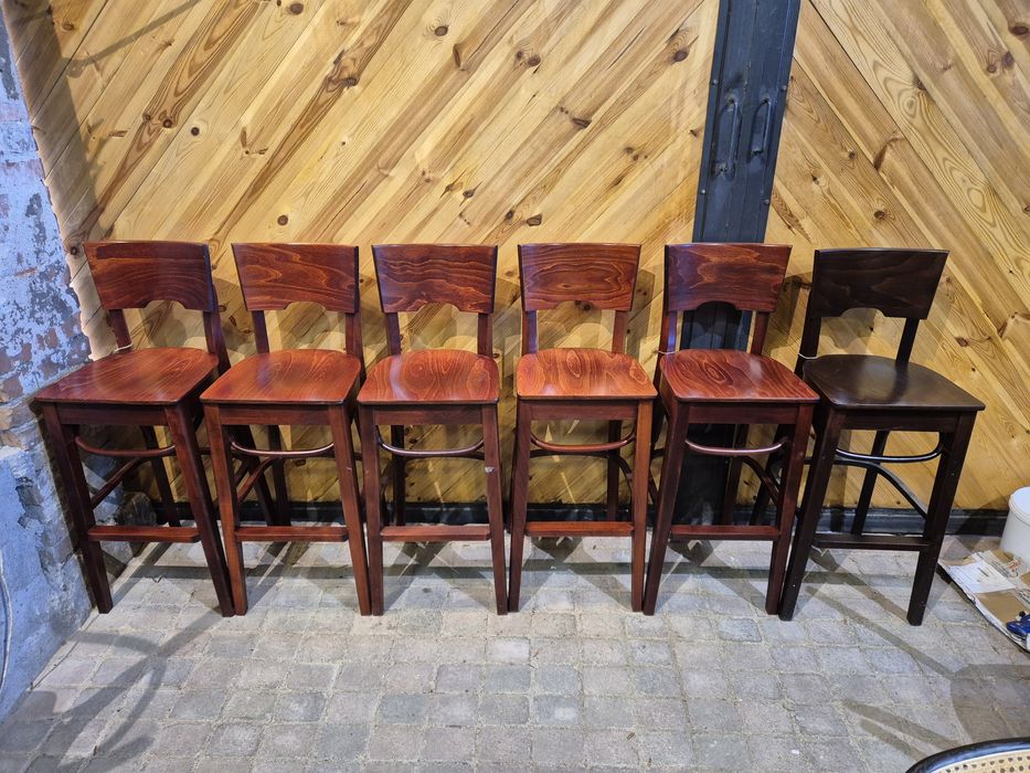 6x Hoker drewniany stołek barowy FAMEG solidny premium