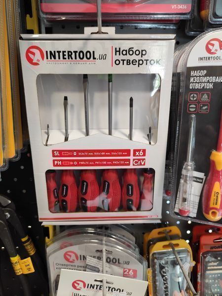 Набор отверток Intertool VT-2005, 6 ед. Набір викруток. Отвертки