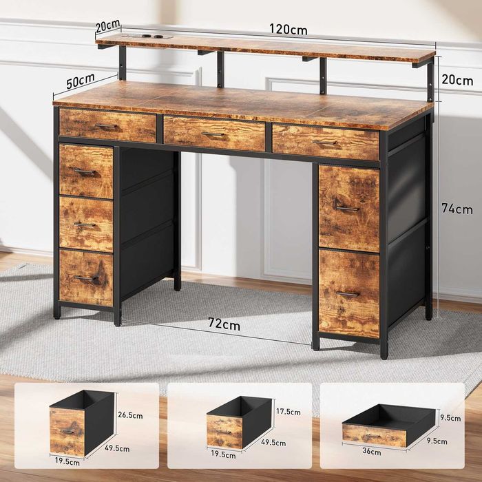 Nowe biurko / 120x50cm / szuflada / blat / stół / USB / LED / W280!