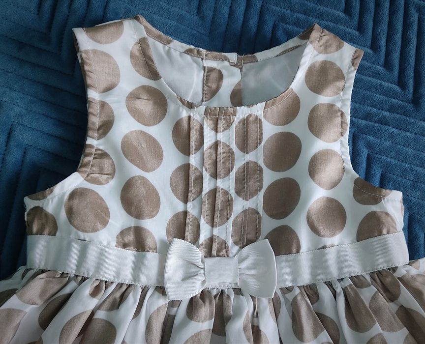 Śliczna elegancka sukienka w grochy r 80