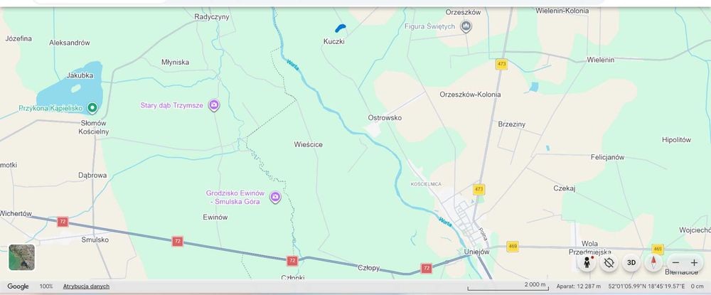Działka Kuczki 3500 m² warunki zabudowy, blisko rzeki Warta, Uniejów, termy, blisko Ostrowsko. - View 3