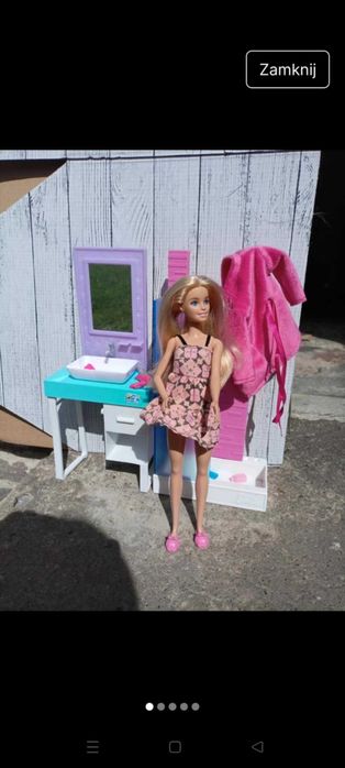 Lalka barbie prysznic umywalka i akcesoria