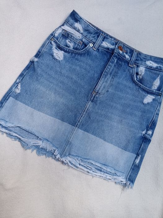 Mango jeansowa spódnica dziury XS/S