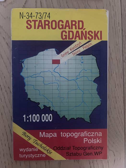 Starogard Gdański mapa topograficzna Polski 1:100 000