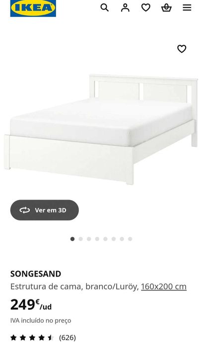 Cama de casal branco luroy 160x200