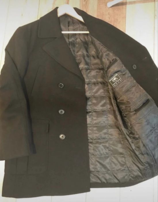 Dwurzędowy płaszcz męski / elegancki - klasyczny - czarny rozm XXL/54