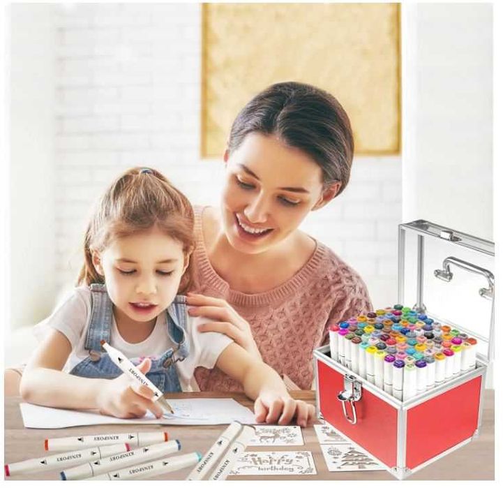 Zestaw 80 markerów podwójnych w walizce KINSPORY