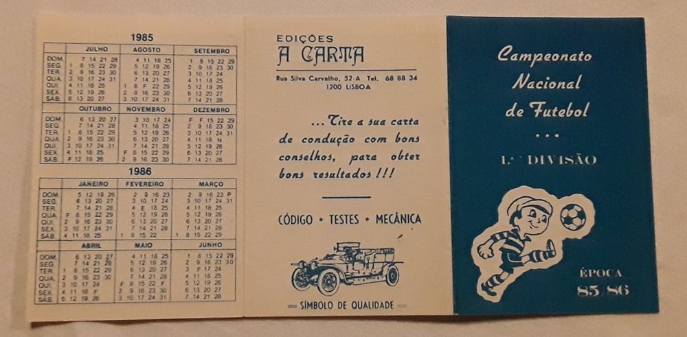 Calendário jogos Campeonato Nac Futebol 1985/1986
