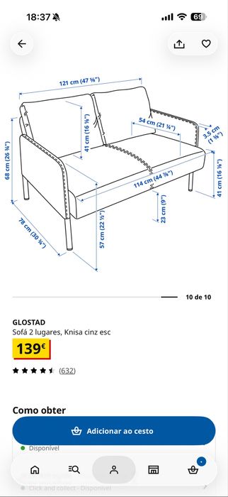 sofa ikea 2 lugares