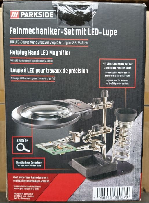 Третья рука/лупа для пайки GERMAN Parkside/LED подсветк/третя паяльник ...