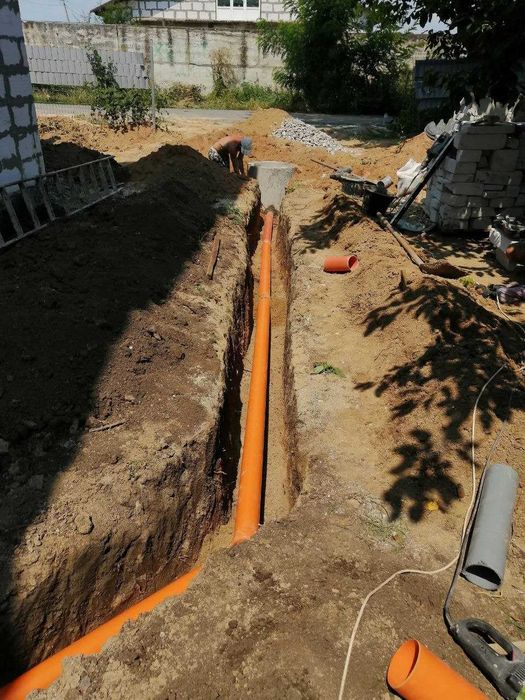 Выгребная яма. Сливная яма ПОД КЛЮЧ. Копание траншей, канализация