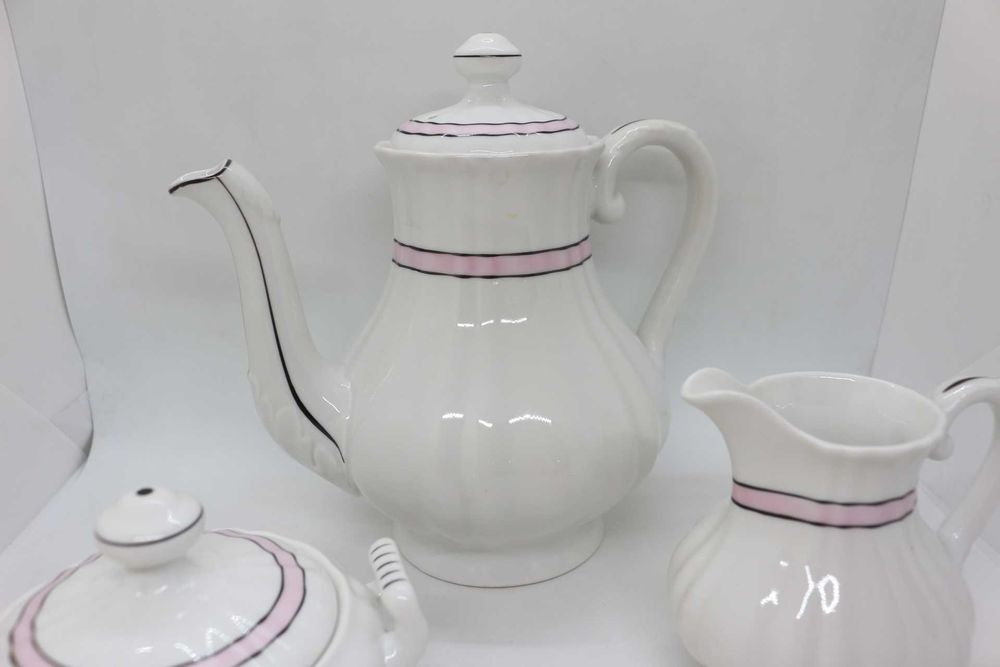 Parte de Serviço de Café 3 peças Risca Rosa Vista Alegre 1947