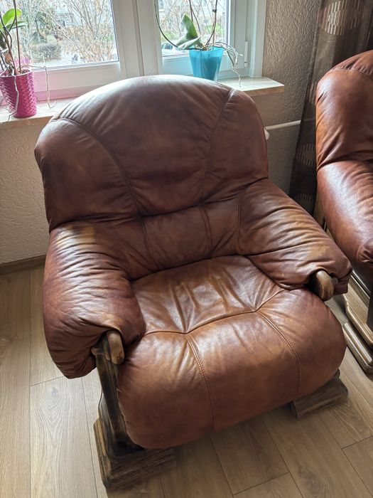 komplet wypoczynkowy skórzany